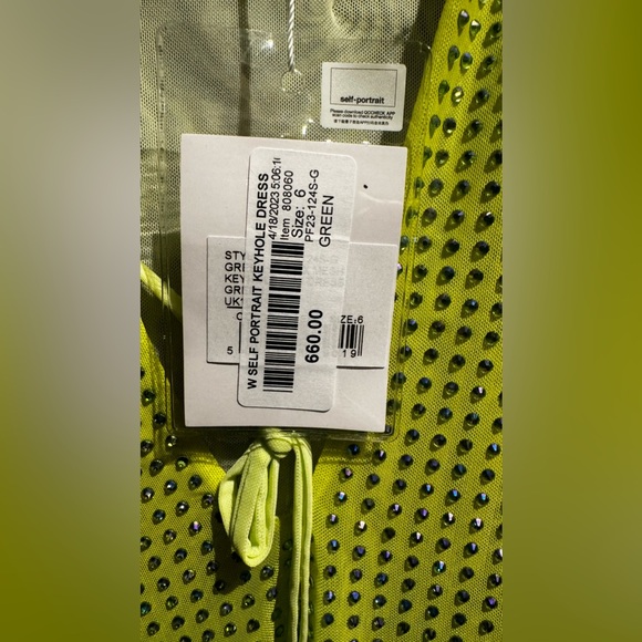 Self-portrait Green Rhinestone mesh keyhole dress - Picture 7 of 7